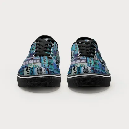 Tokyo-Tiger Tokyo Street Signs Blue Canvas Shoes