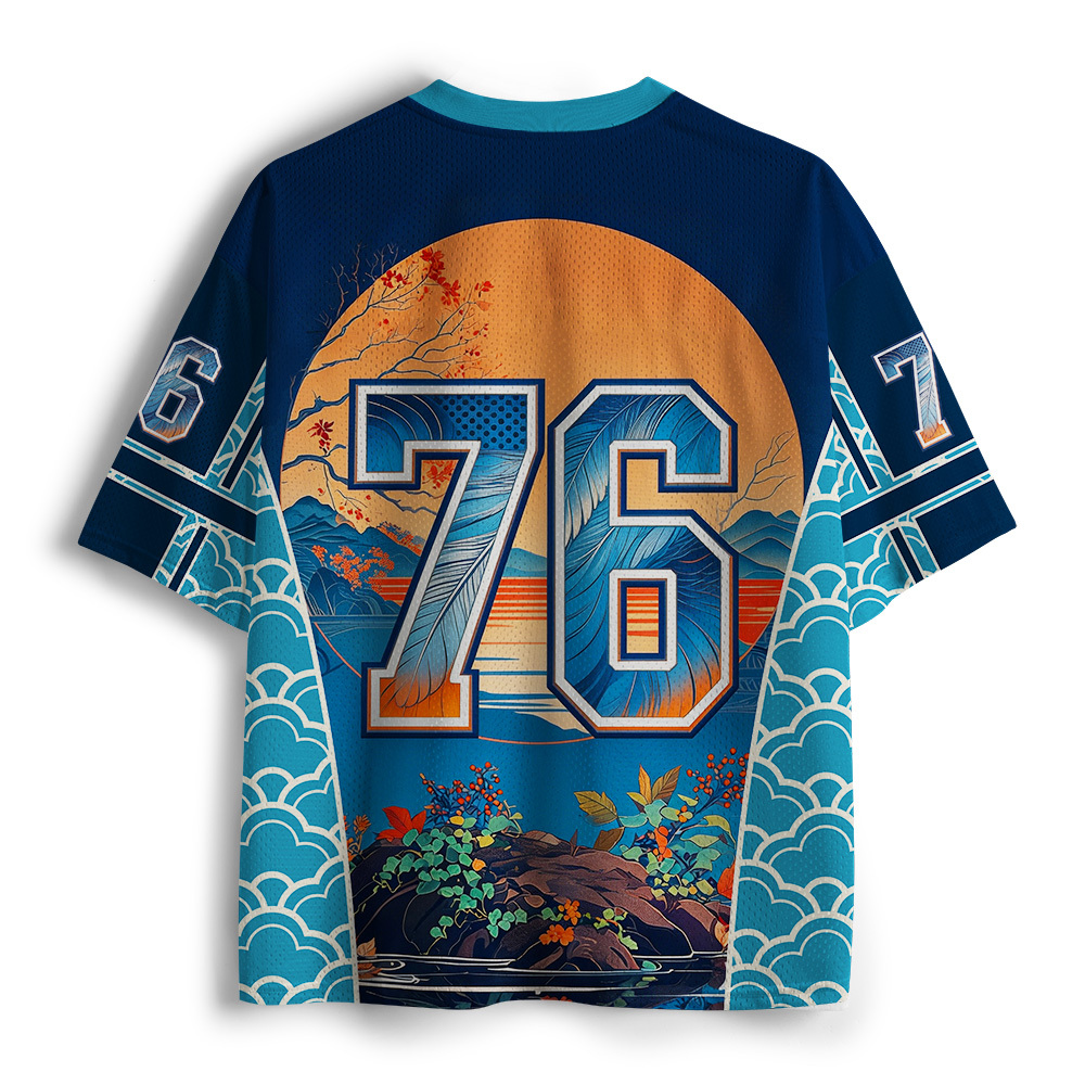 Tokyo-Tiger Moonlit Evening Blue Heron Mesh Jersey