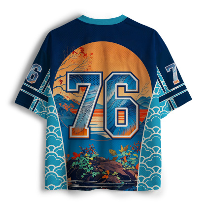 Tokyo-Tiger Moonlit Evening Blue Heron Mesh Jersey