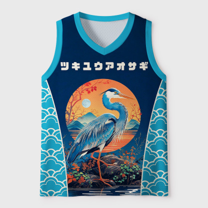 Tokyo-Tiger Moonlit Evening Blue Heron Mesh Tank Top