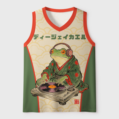 Tokyo-Tiger Japanese Kimono DJ Frog Mesh Tank Top