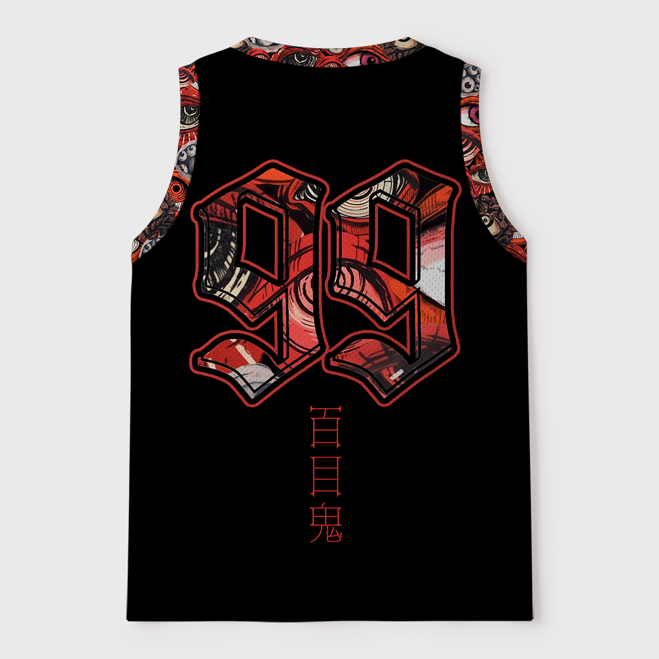 Tokyo-Tiger Hundred-Eyed Demon Occult Black Cat Mesh Tank Top