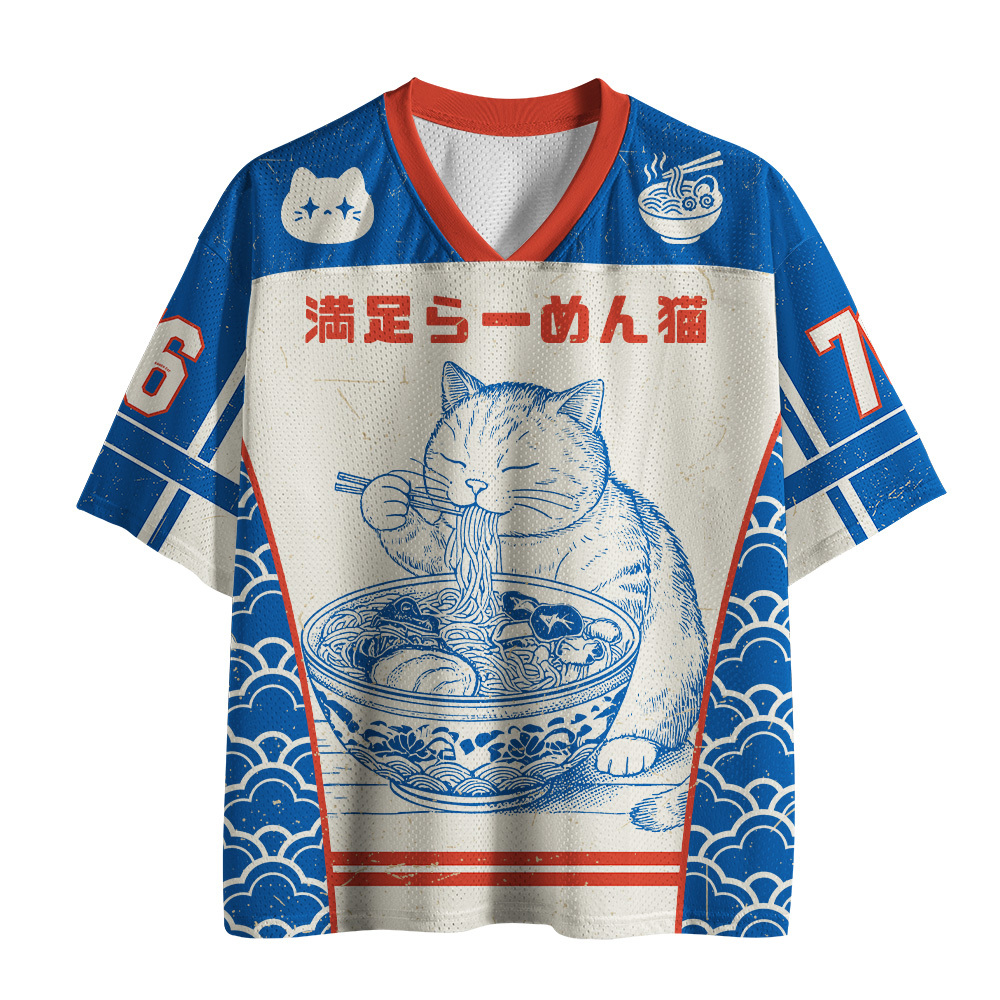 Tokyo-Tiger Satisfied Japanese Ramen Cat Mesh Jersey