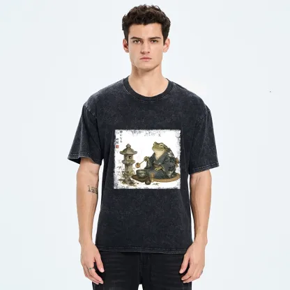 Tokyo-Tiger Calm Kimono Tea Frog Washed T-Shirt