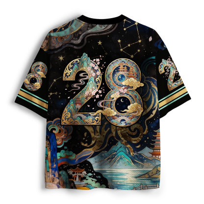 Tokyo-Tiger Golden Filigree Raccoon Starry Oriental Landscape Mesh Jersey