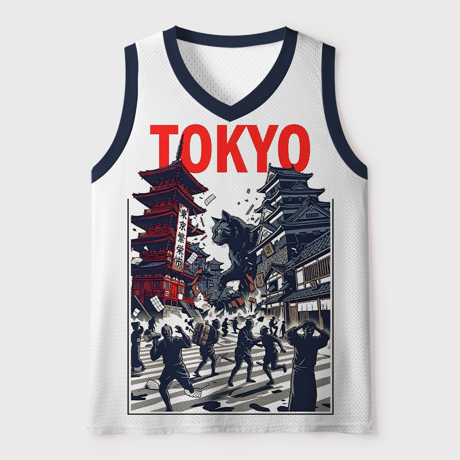 Tokyo-Tiger Tokyo Giant Monster Cat Manga Mesh Tank Top