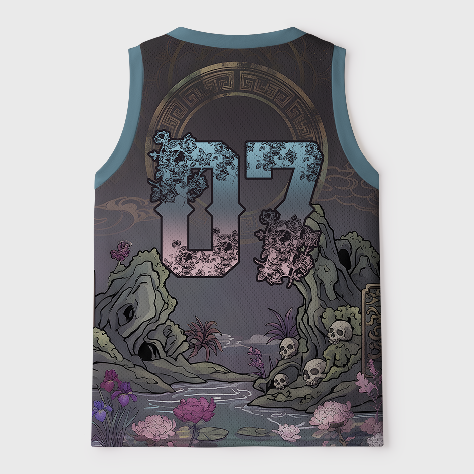 Tokyo-Tiger Impermanence Beauty Dark Ukiyoe Skeleton Mesh Tank Top