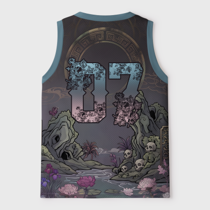 Tokyo-Tiger Impermanence Beauty Dark Ukiyoe Skeleton Mesh Tank Top