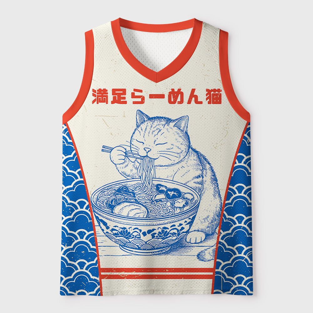 Tokyo-Tiger Satisfied Japanese Ramen Cat Mesh Tank Top