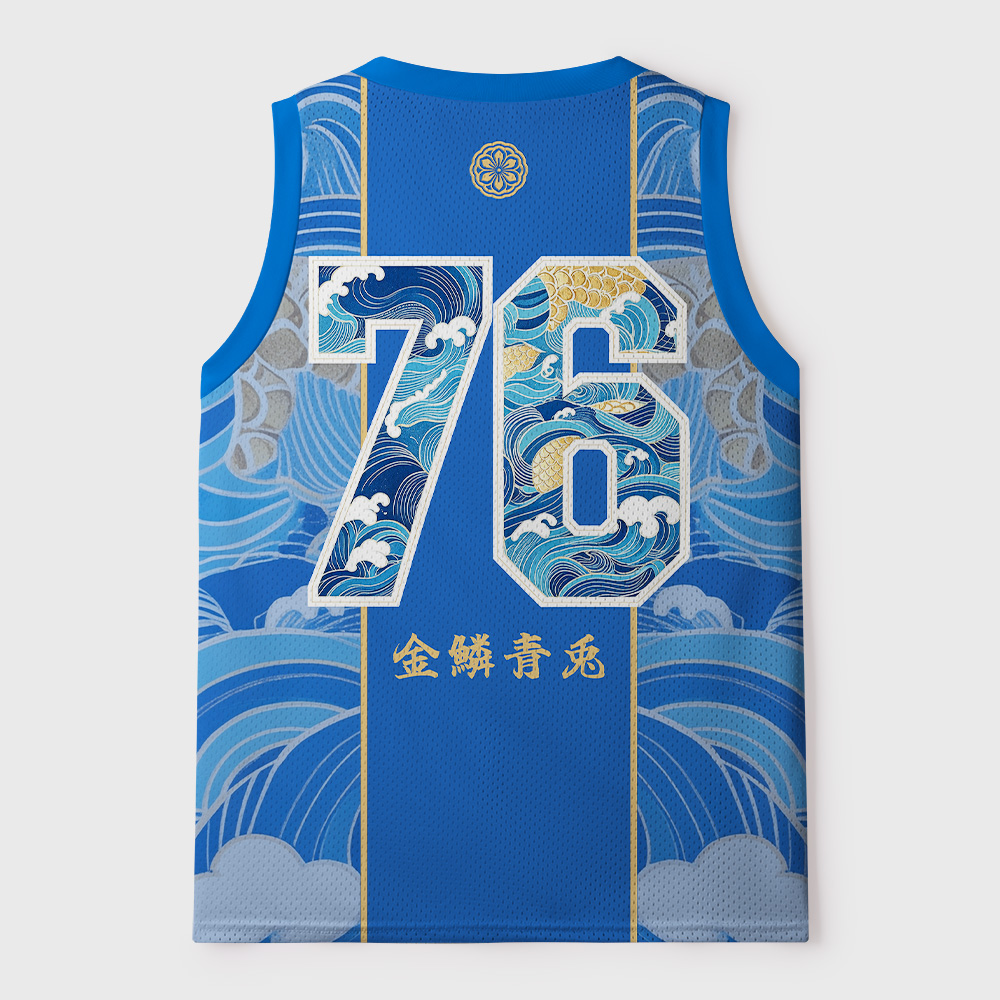 Tokyo-Tiger Golden Scale Blue Wave Rabbit Mesh Tank Top