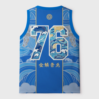 Tokyo-Tiger Golden Scale Blue Wave Rabbit Mesh Tank Top