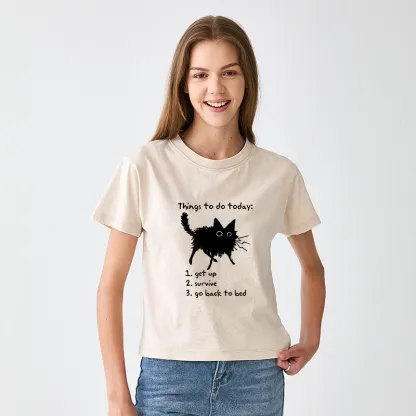 Tokyo-Tiger Lazy Cat Survive Day Funny Meme Women's Washed T-shirt