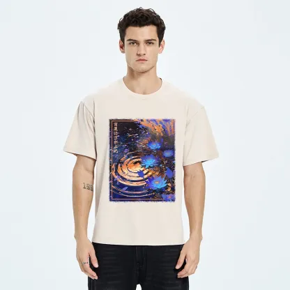 Tokyo-Tiger Night Lotus Water Glow Washed T-Shirt