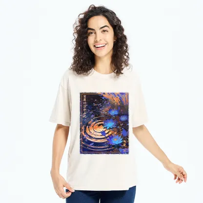 Tokyo-Tiger Night Lotus Water Glow Washed T-Shirt