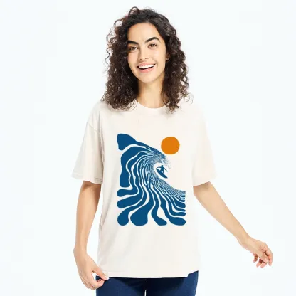Tokyo-Tiger Retro Wave Surfer Guy Washed T-Shirt