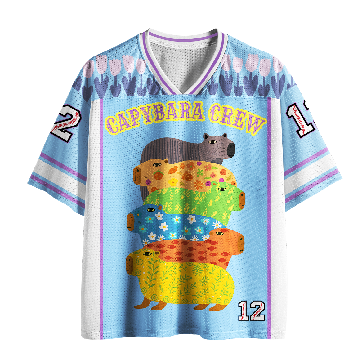 Tokyo-Tiger Pastel Tulip Capybara Squad No.12 Mesh Jersey