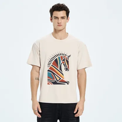 Tokyo-Tiger Geometric Color Horse Washed T-Shirt