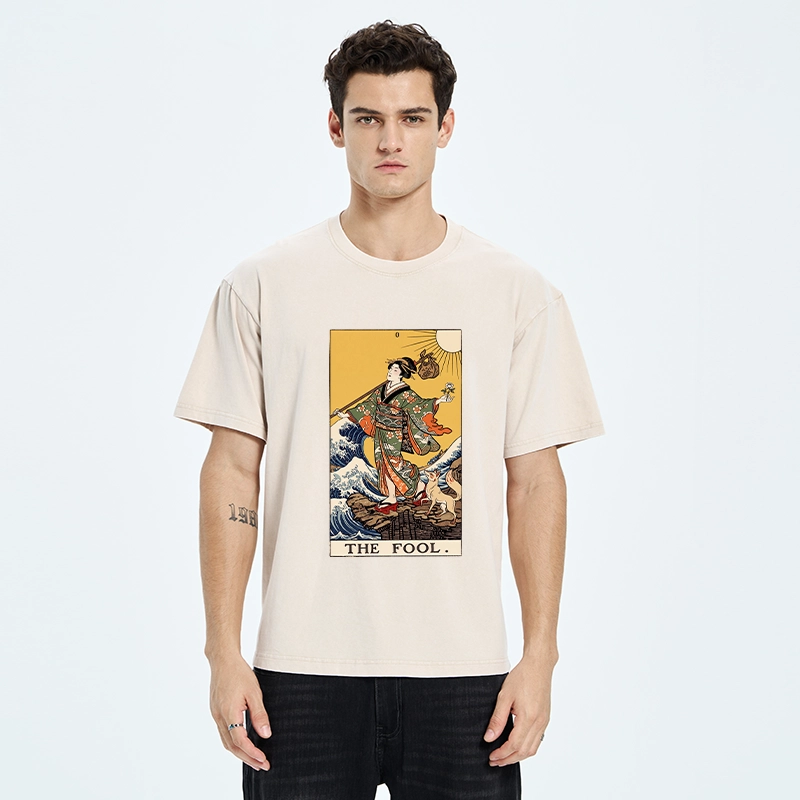 Tokyo-Tiger Ukiyo E Fool Tarot Washed T-Shirt