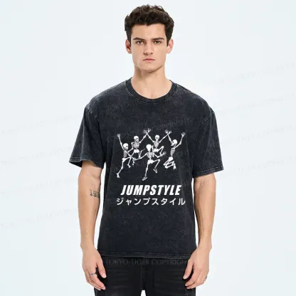 Tokyo-Tiger Skeleton Dancing Washed T-Shirt