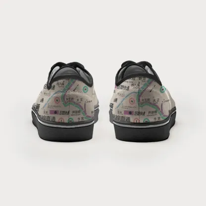 Tokyo-Tiger Japanese Train Routes Canvas Shoes