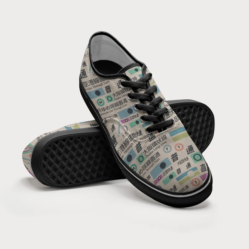 Tokyo-Tiger Japanese Train Routes Canvas Shoes