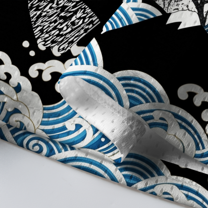 Tokyo-Tiger Ukiyo-e Owl Red Sun Pine Wave Mesh Jersey