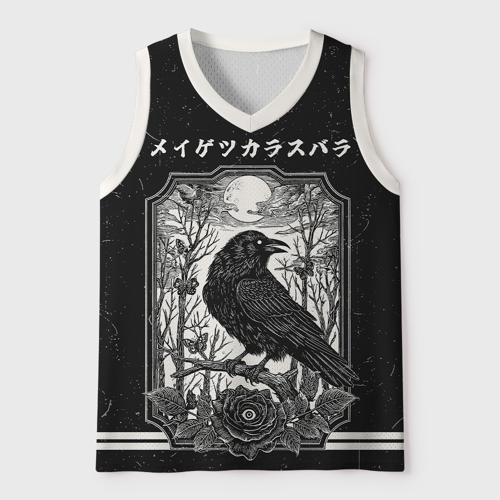 Tokyo-Tiger Moon Rose Crow Mesh Tank Top