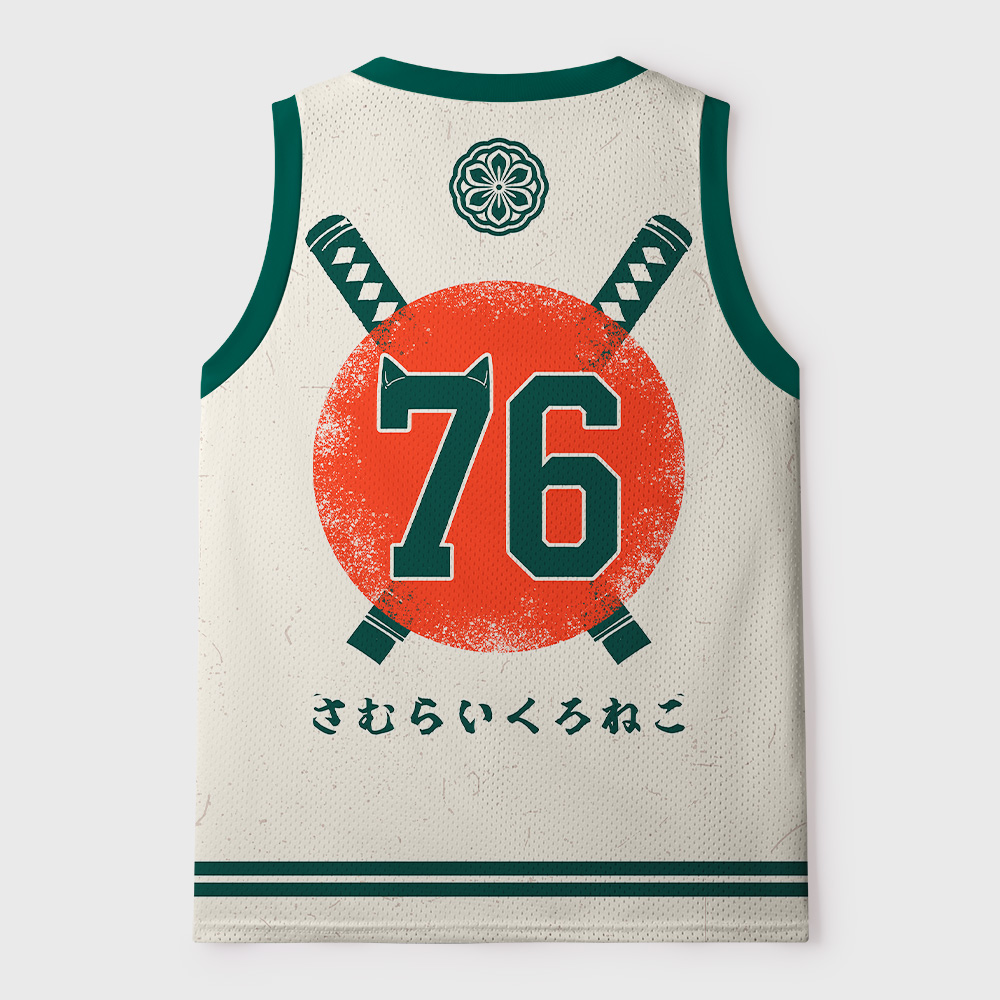 Tokyo-Tiger Japanese Sakura Black Cat Samurai Mesh Tank Top