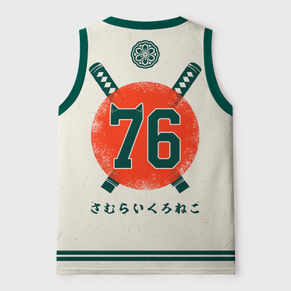 Tokyo-Tiger Japanese Sakura Black Cat Samurai Mesh Tank Top