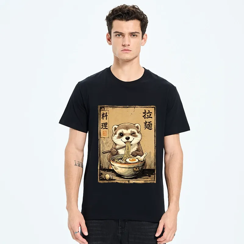 Tokyo-Tiger Ferret Eating Hot Ramen Classic T-Shirt