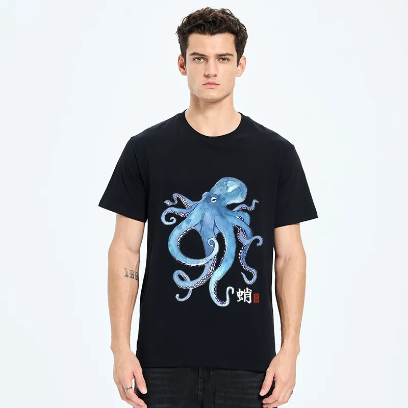 Tokyo-Tiger Watercolor Blue Octopus Classic T-Shirt