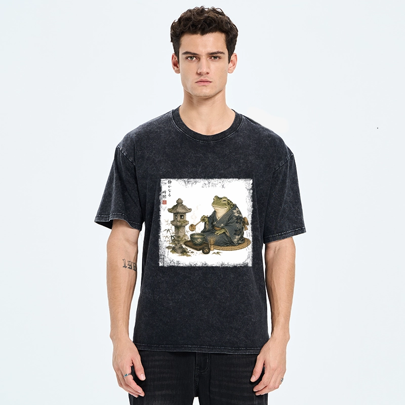 Tokyo-Tiger Calm Tea Frog Washed T-Shirt