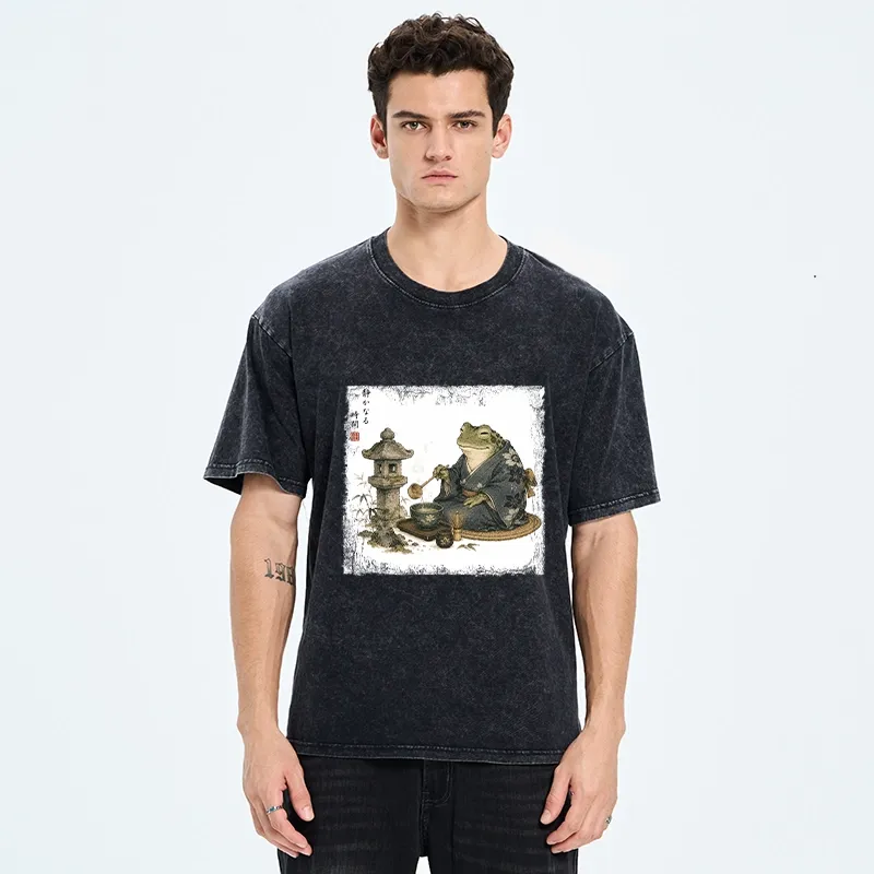 Tokyo-Tiger Calm Tea Frog Washed T-Shirt