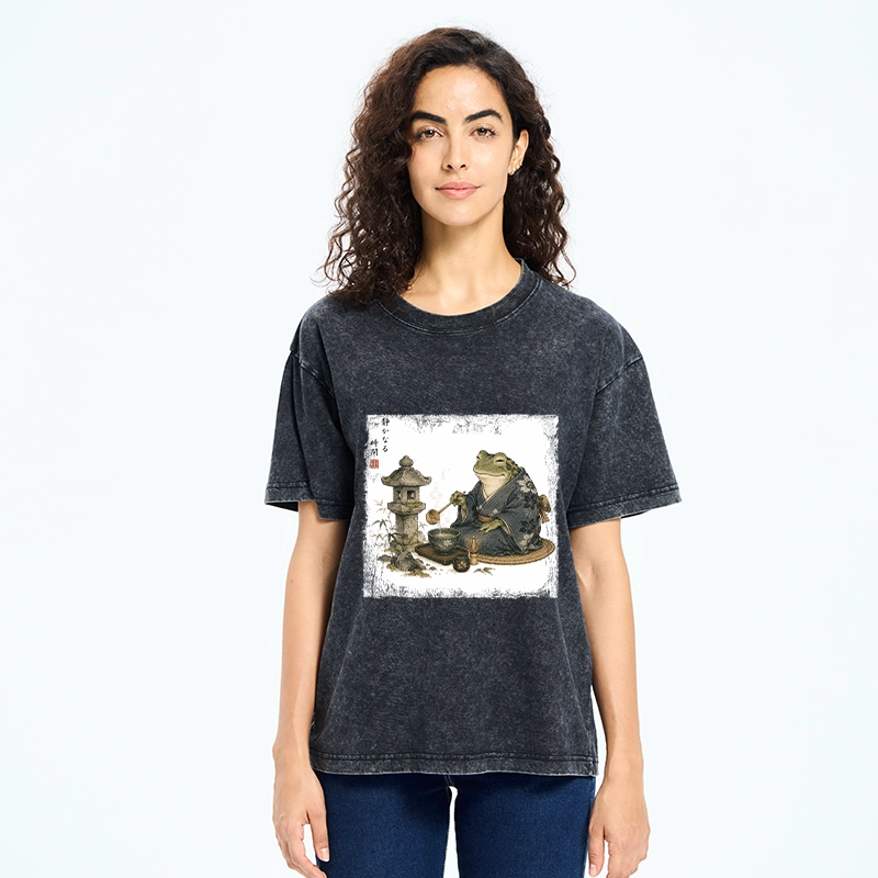Tokyo-Tiger Calm Tea Frog Washed T-Shirt