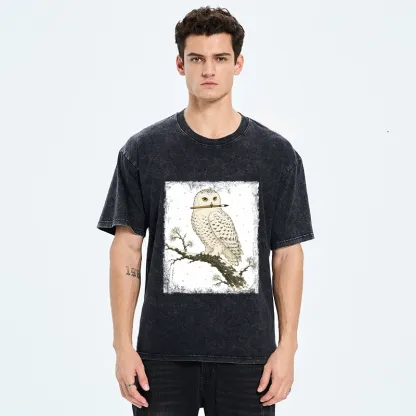 Tokyo-Tiger Snow Owl Painter Washed T-Shirt