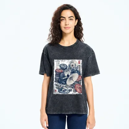 Tokyo-Tiger Umbrella Maker Frog Washed T-Shirt