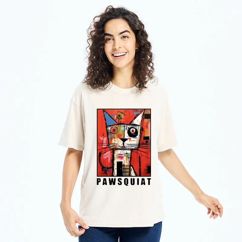 Tokyo-Tiger Abstract Picasso Cat Art Washed T-Shirt