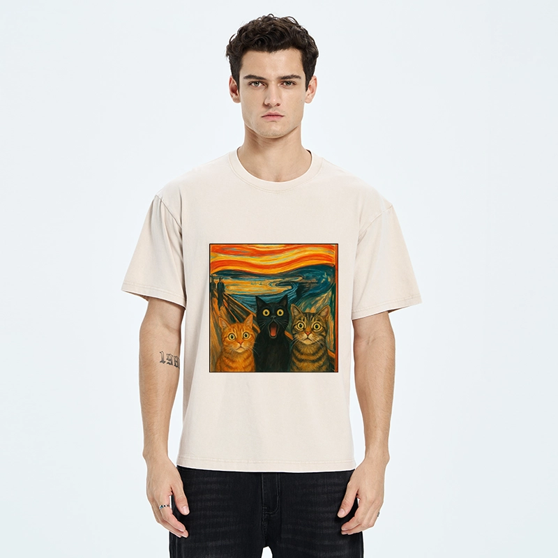 Tokyo-Tiger Funny Meme Scream Cats Washed T-Shirt