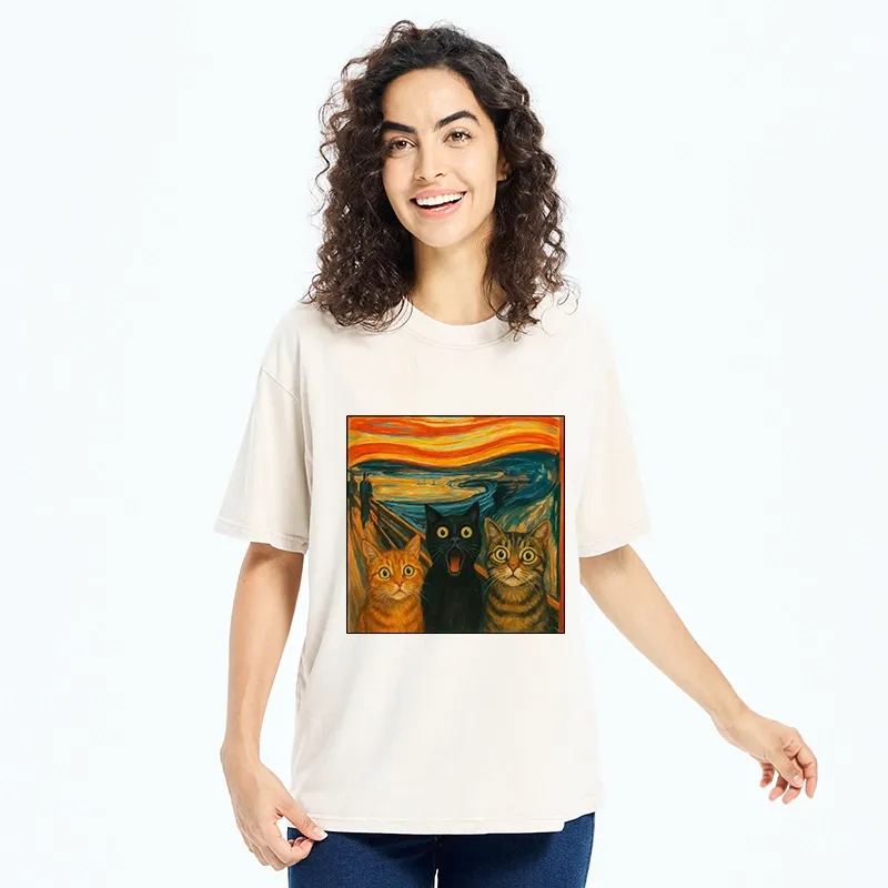 Tokyo-Tiger Funny Meme Scream Cats Washed T-Shirt