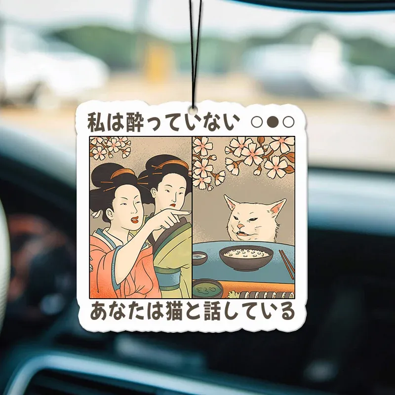 Tokyo-Tiger Japanese Woman Shouting at a Cat Car Air Freshener