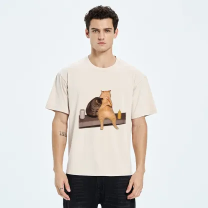 Tokyo-Tiger Hot Dog Snack Cats Washed T-Shirt