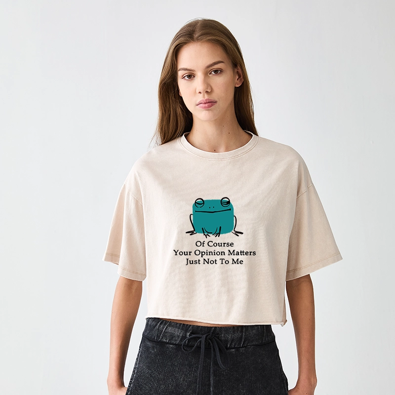 Tokyo-Tiger Cool Frog Unbothered By Others Opinions Women's Washed Crop T-Shirt