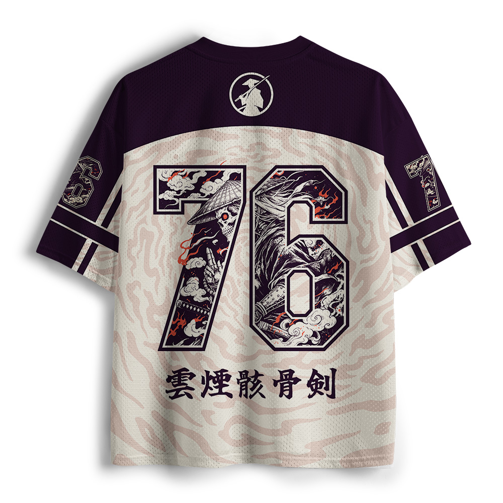 Tokyo-Tiger Smoke Skull Japanese Samurai Mesh Jersey
