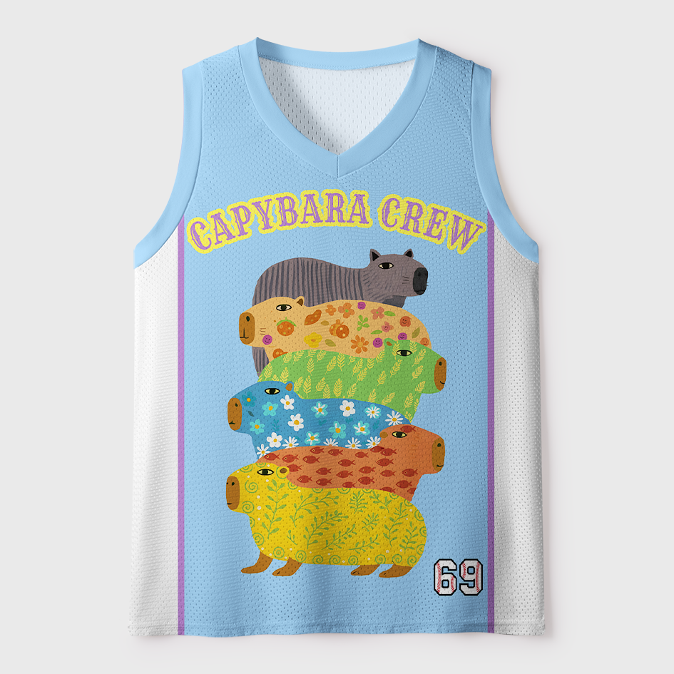 Tokyo-Tiger Capybara Crew Stacked Floral Capybara No.69 Mesh Tank Top
