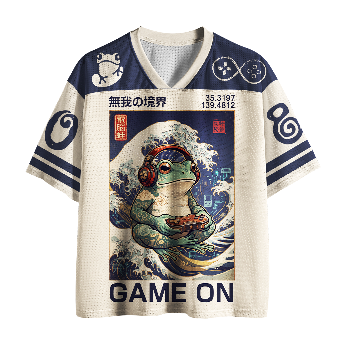 Tokyo-Tiger Game On Gamer Frog Great Wave Mesh Jersey