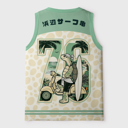 Tokyo-Tiger Coastal Surfing Turtles Mesh Tank Top