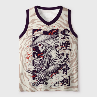 Tokyo-Tiger Smoke Skull Japanese Samurai Mesh Tank Top