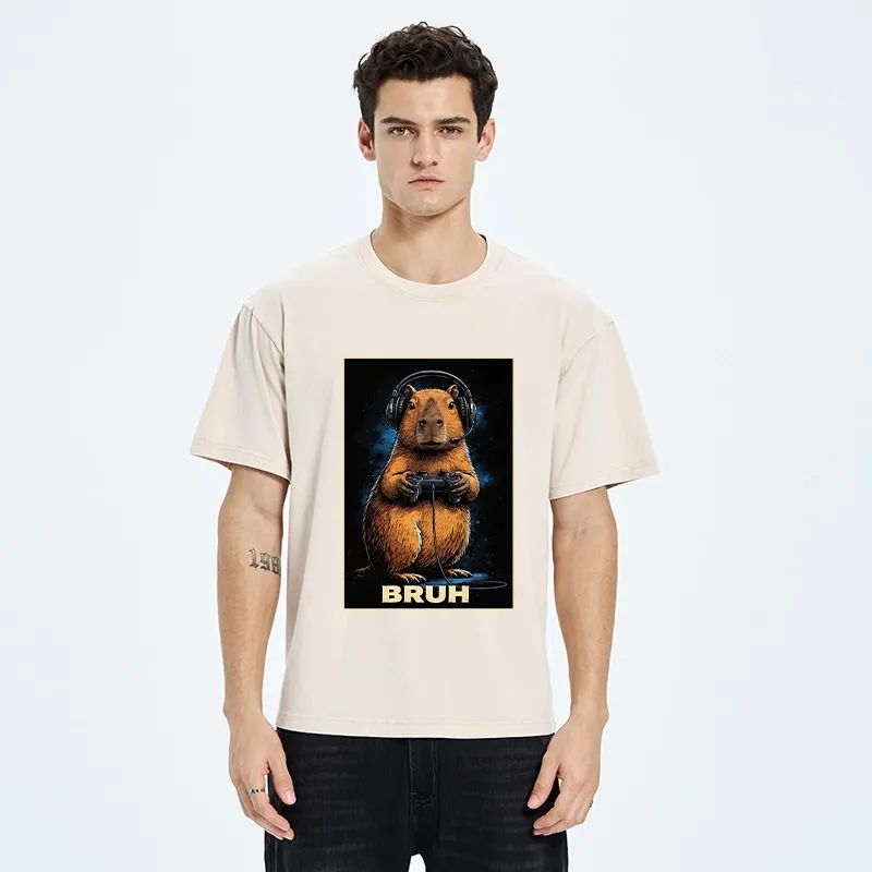 Tokyo-Tiger Gamer Capybara Meme Washed T-Shirt