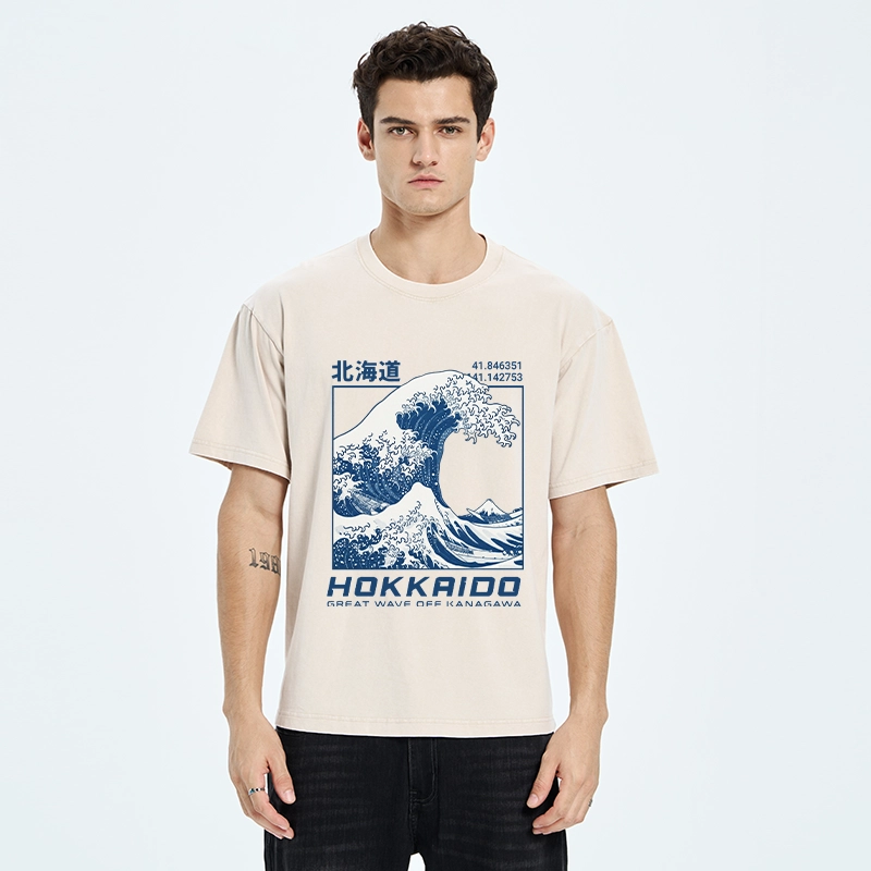 Tokyo-Tiger Hokkaido Wave Art Washed T-Shirt