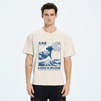 Tokyo-Tiger Hokkaido Wave Art Washed T-Shirt